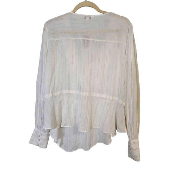 Express white with thin gold pin stripes top. NWT. Size L. - Picture 4 of 4